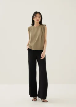 Lianne Shoulder Padded Pleated Top