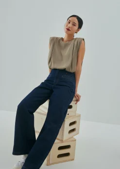 Lianne Shoulder Padded Pleated Top