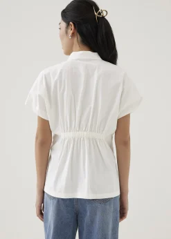 Lienne Elastic Poplin Mandarin Collar Shirt