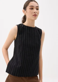 Linen Round Neck Boxy Shell Top