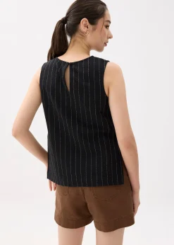 Linen Round Neck Boxy Shell Top