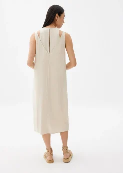 Linen Shift Midi Dress