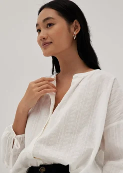 Lira Textured Tie Cuff Poet Blouse
