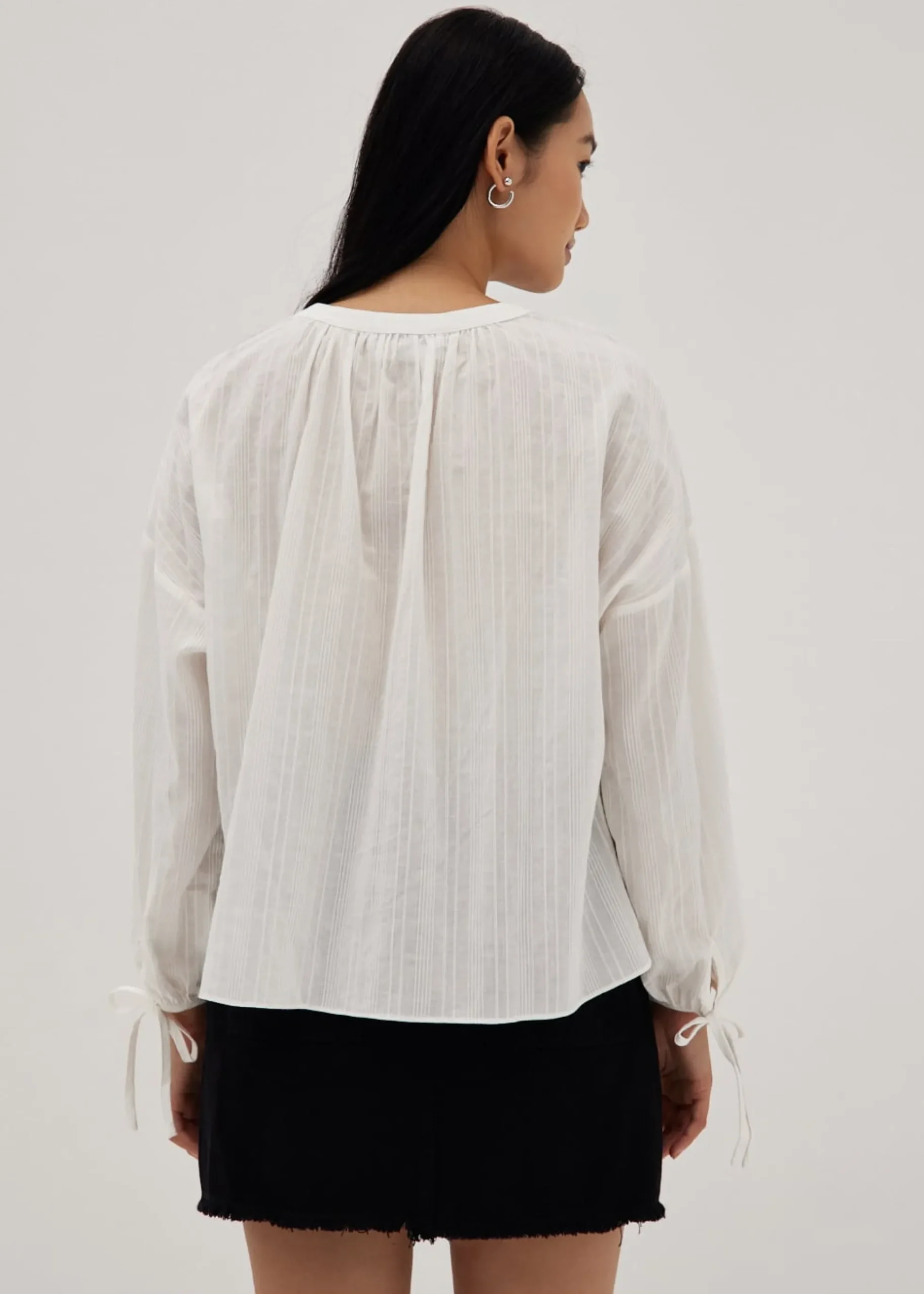 Lira Textured Tie Cuff Poet Blouse