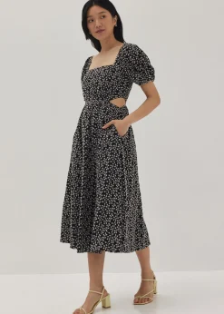Liza Padded Embroidered Cut Out Midi Dress