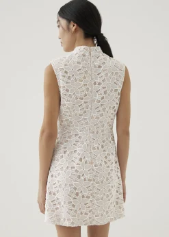 Llana Shoulder Padded Mandarin Collar Mini Dress