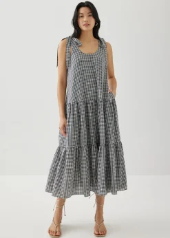 Loanne Gingham Trapeze Dress
