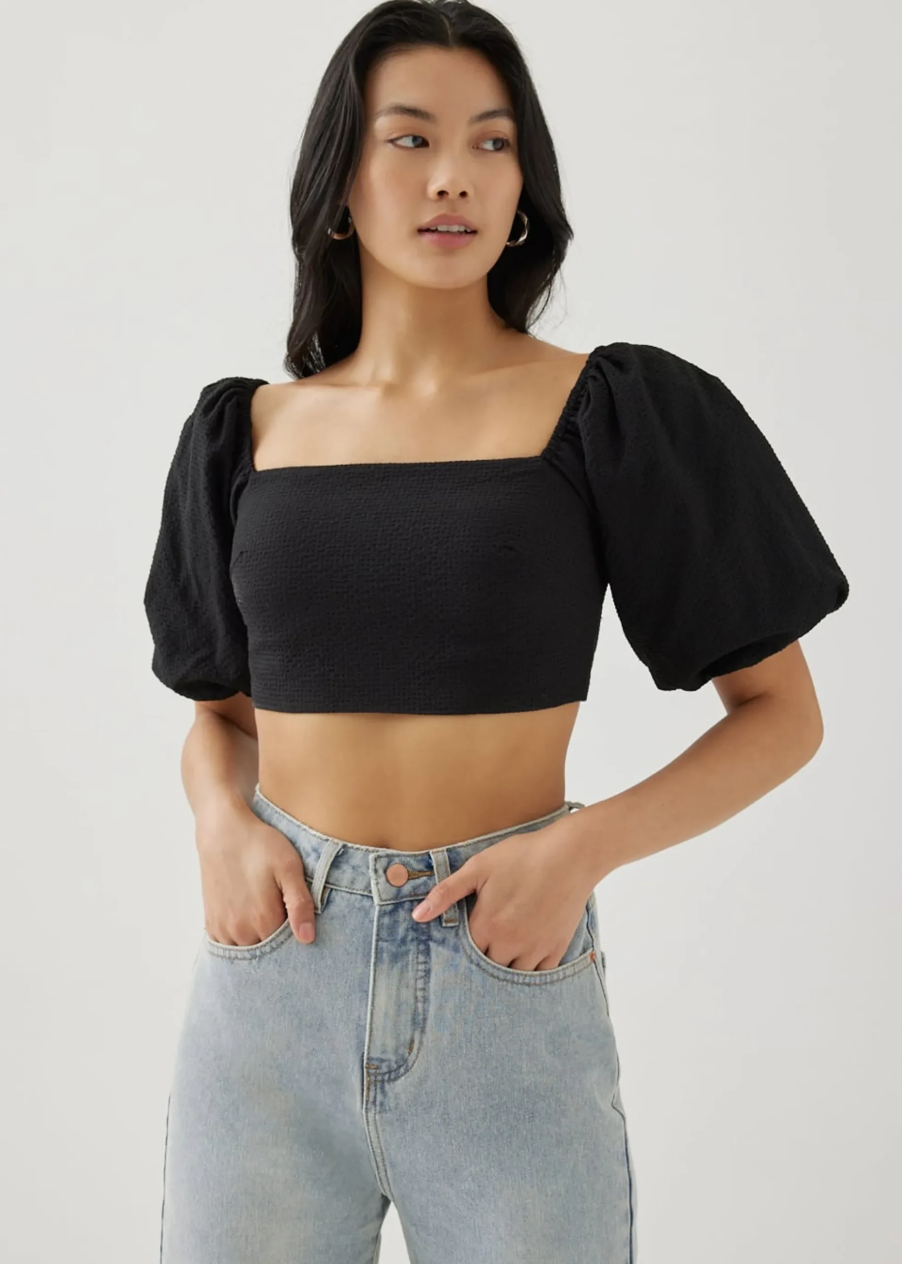 Lottie Padded Elastic Puff Sleeve Top