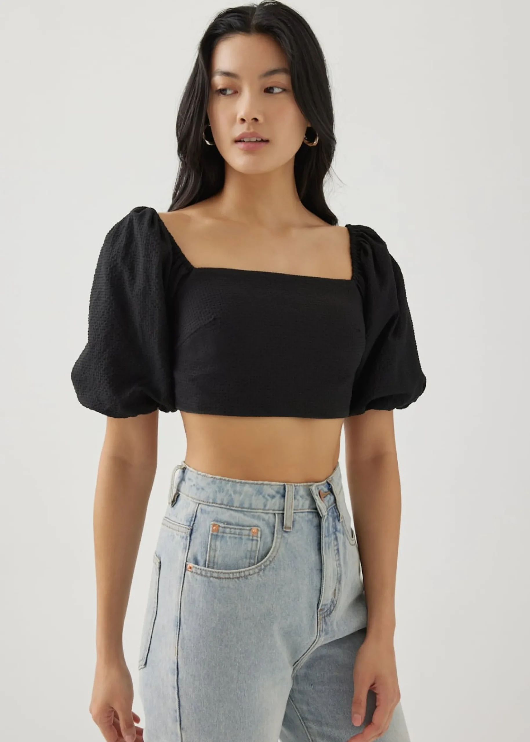 Lottie Padded Elastic Puff Sleeve Top