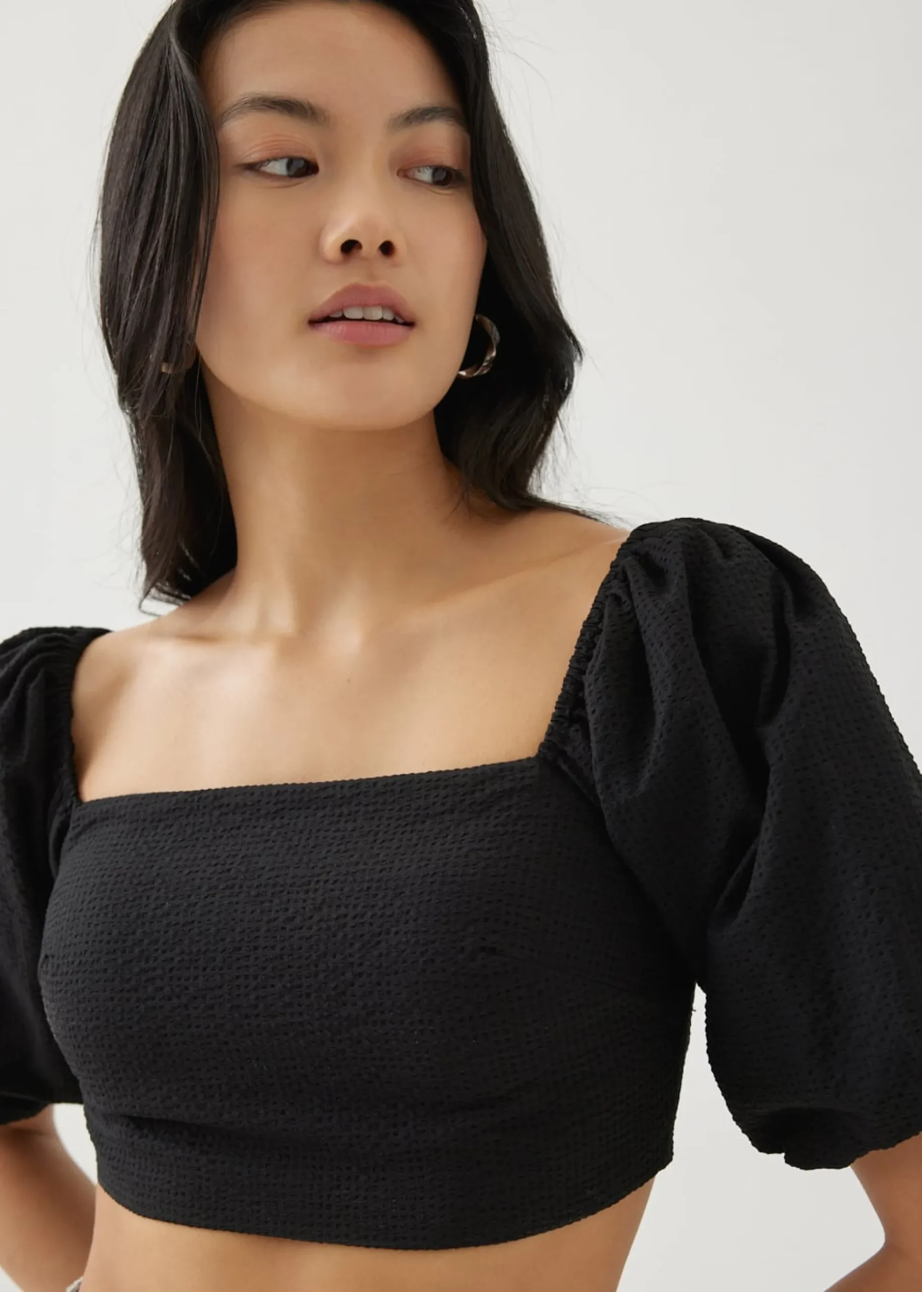 Lottie Padded Elastic Puff Sleeve Top