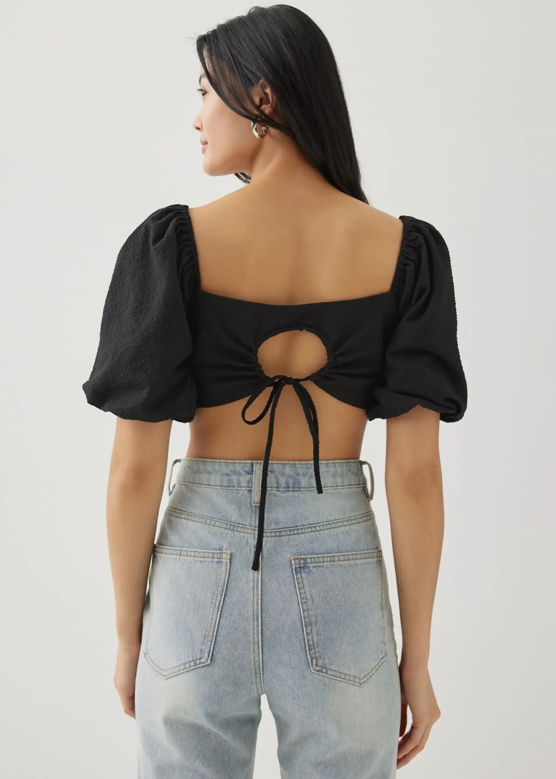 Lottie Padded Elastic Puff Sleeve Top