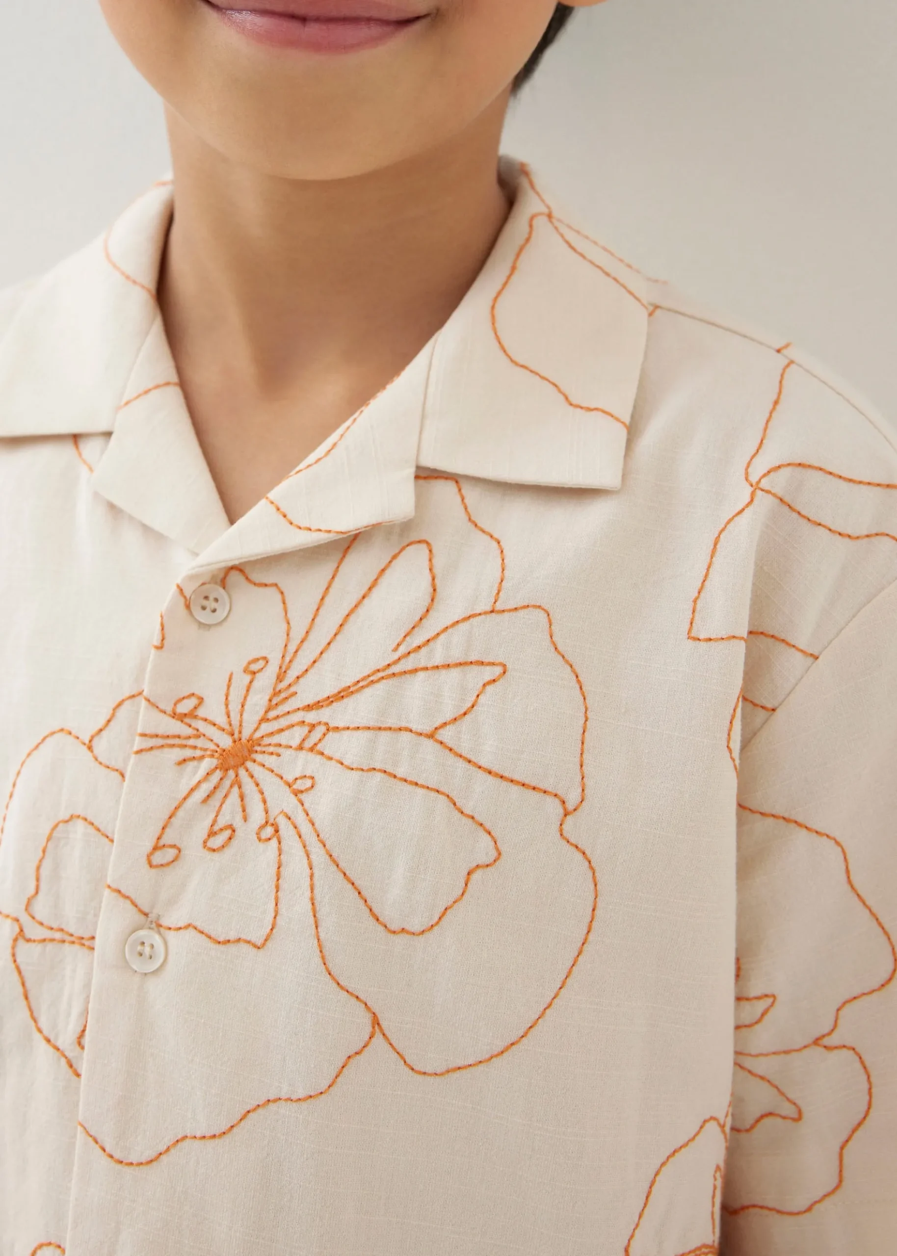 Lucas Embroidered Collared Shirt in Rekindled Blooms