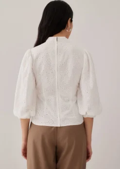 Lucia Broderie Anglaise Balloon Sleeve Blouse