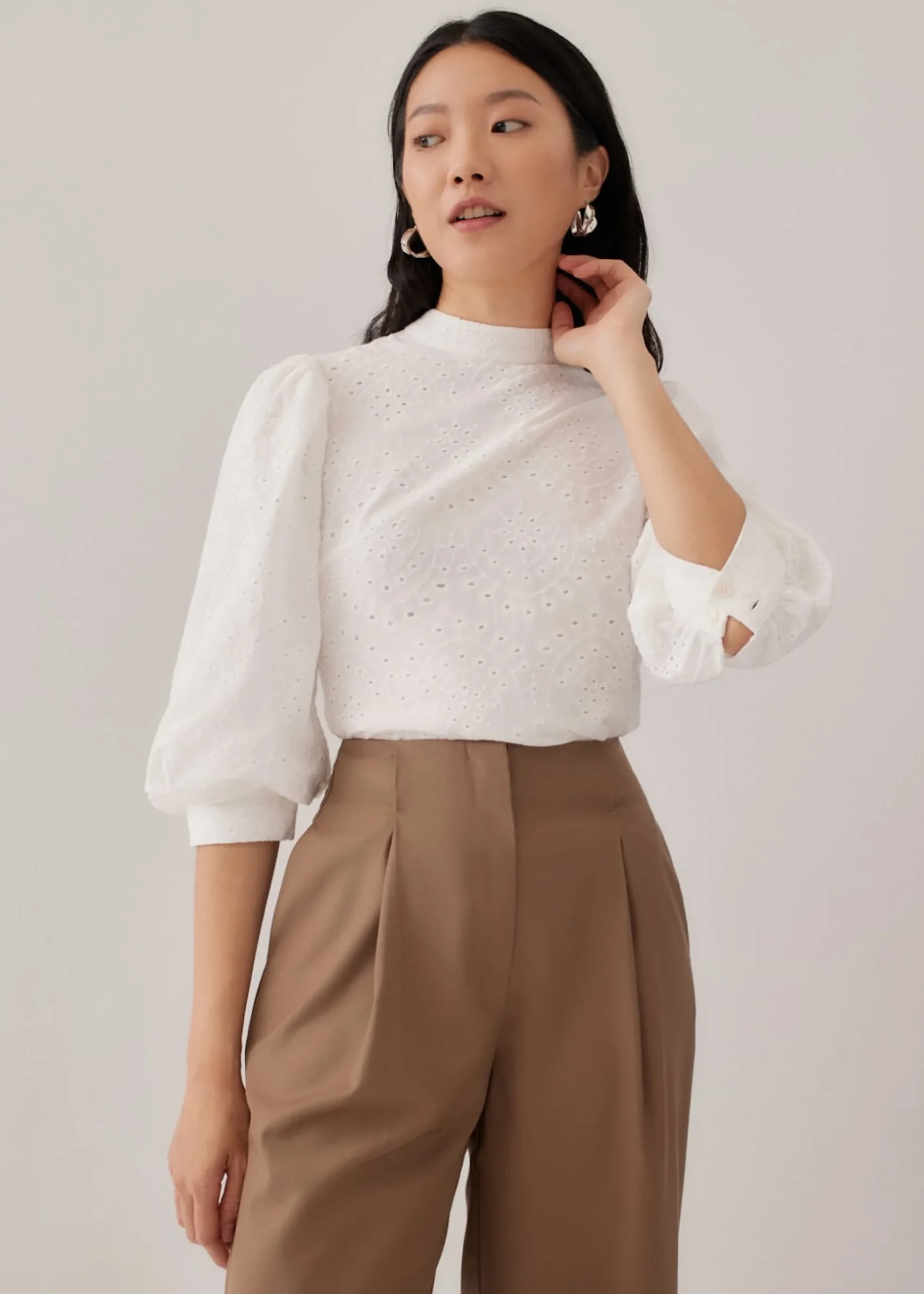 Lucia Broderie Anglaise Balloon Sleeve Blouse