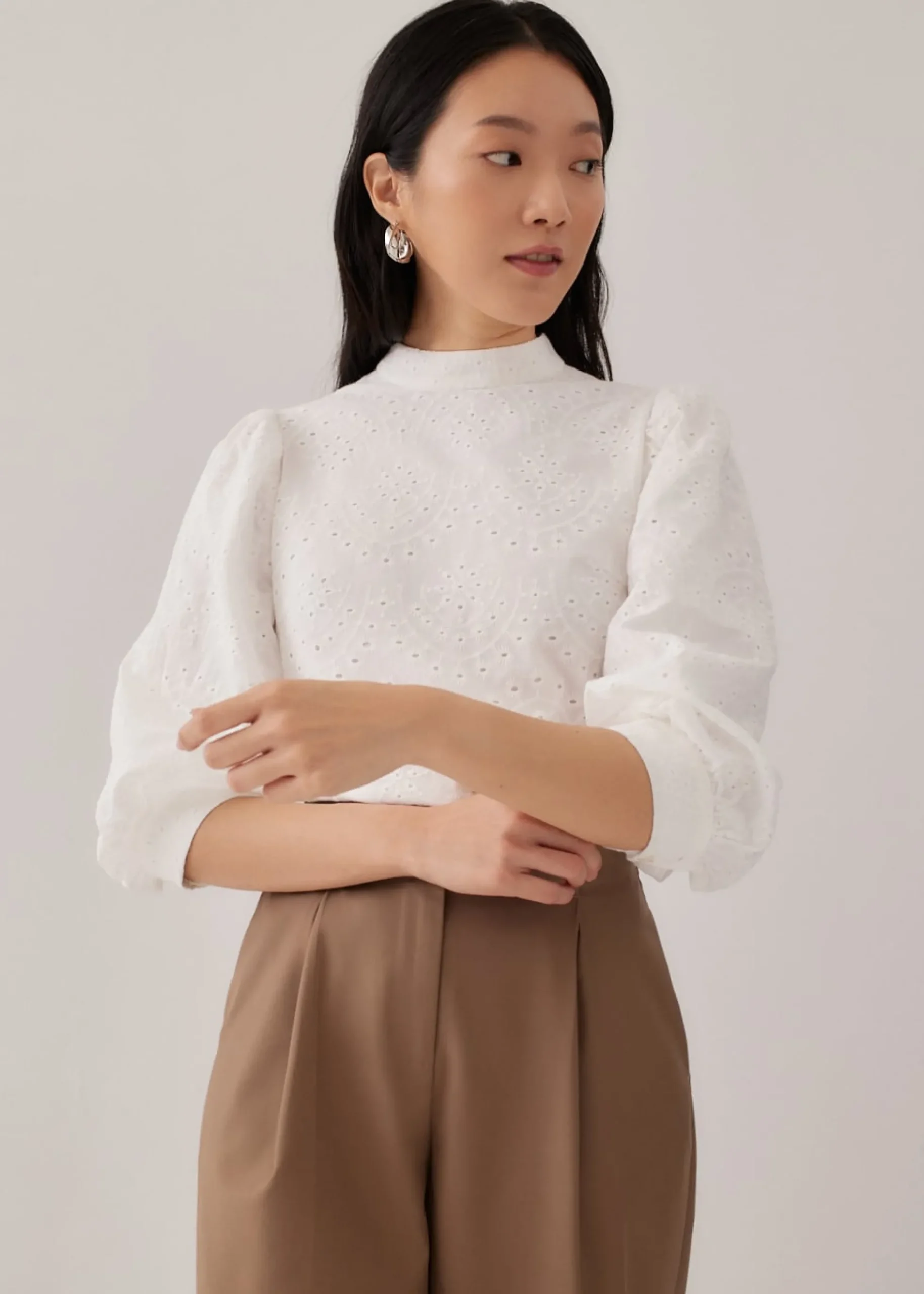 Lucia Broderie Anglaise Balloon Sleeve Blouse