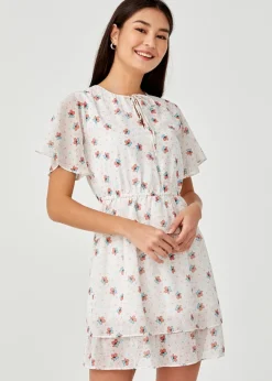 Luella Drawstring Tiered Ruffle Hem Dress in Daisy Dreams
