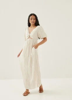 Lynn Padded Textured Fit & Flare Maxi Dress