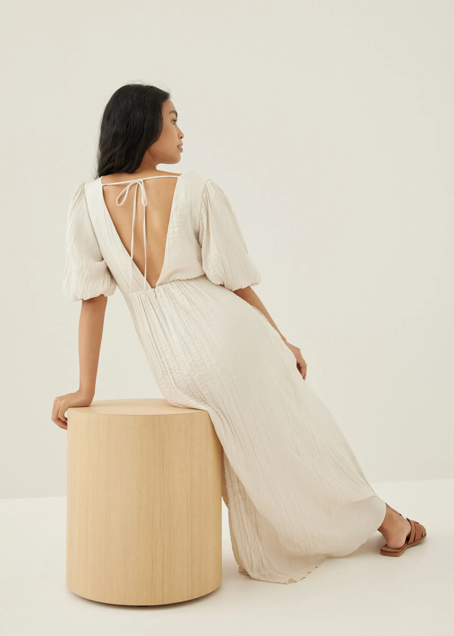 Lynn Padded Textured Fit & Flare Maxi Dress