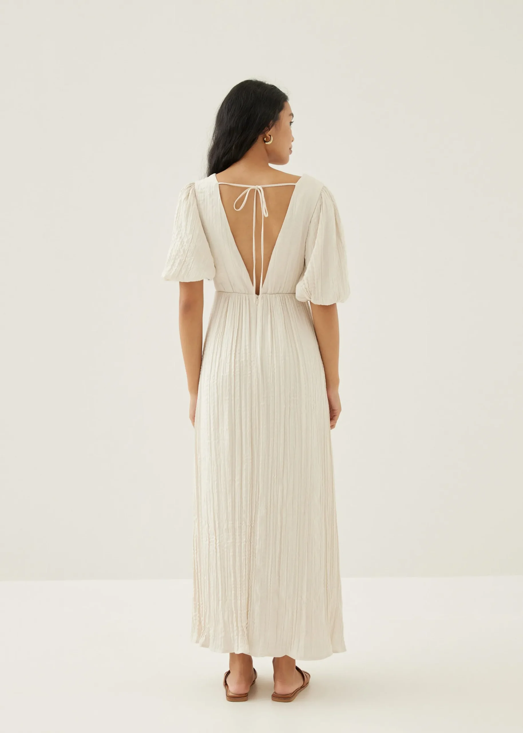 Lynn Padded Textured Fit & Flare Maxi Dress
