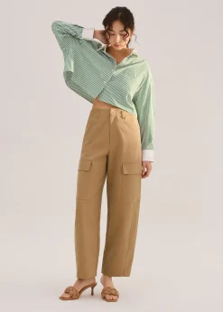 Lyocell Cargo Mid Waist Cocoon Pants
