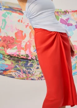 Lyocell Front Twist Column Midaxi Skirt