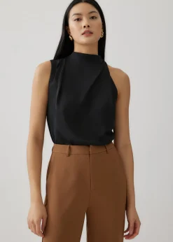 Madelaine Satin Asymmetrical Drape Top