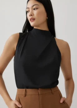 Madelaine Satin Asymmetrical Drape Top