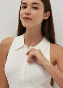 Maevis Button Down Polo Top