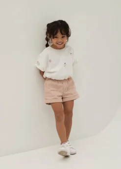 Malaya Embroidered Puff Sleeve Top in Humble Abode