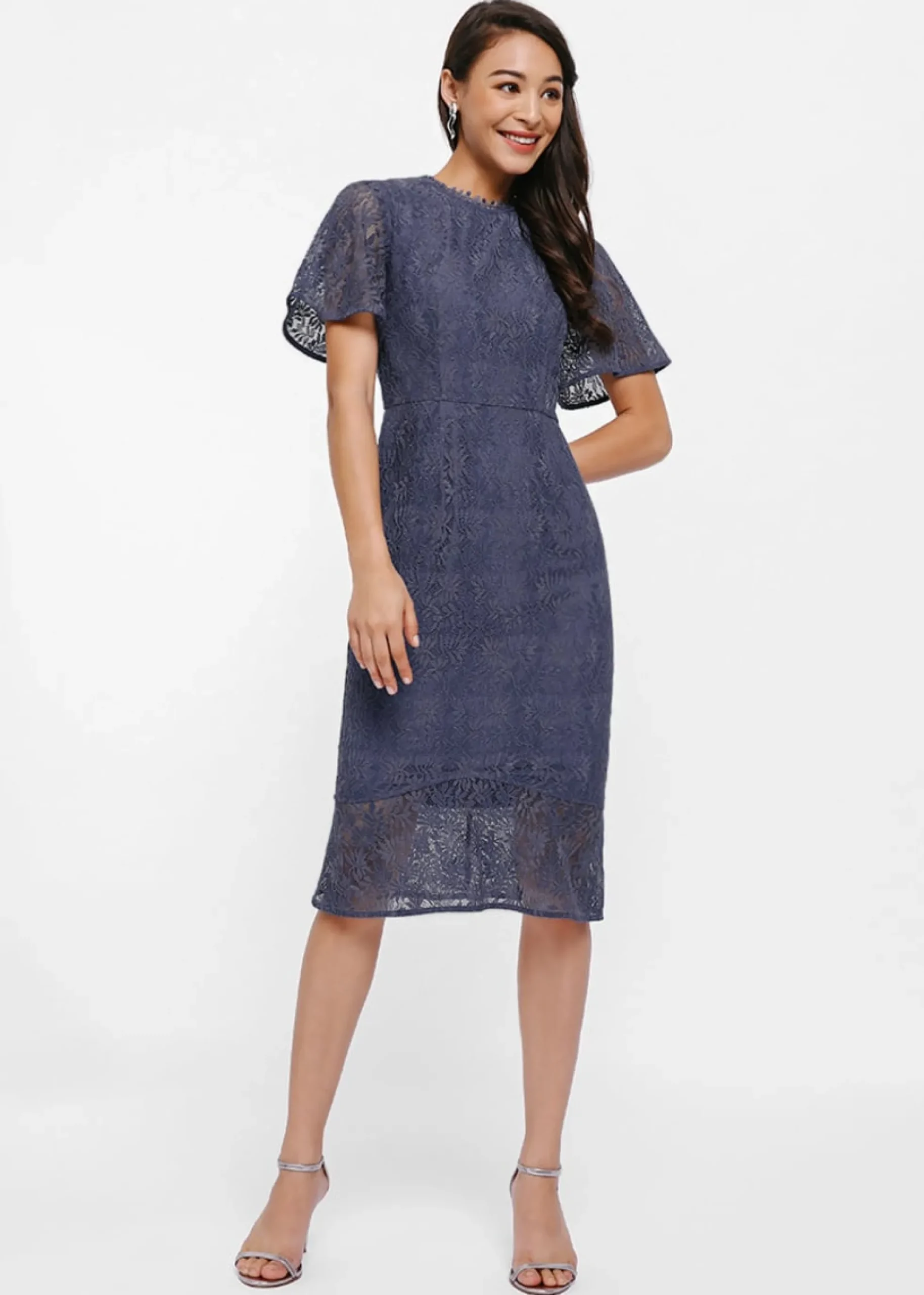 Marlette Lace Panel Midi Dress