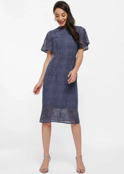 Marlette Lace Panel Midi Dress
