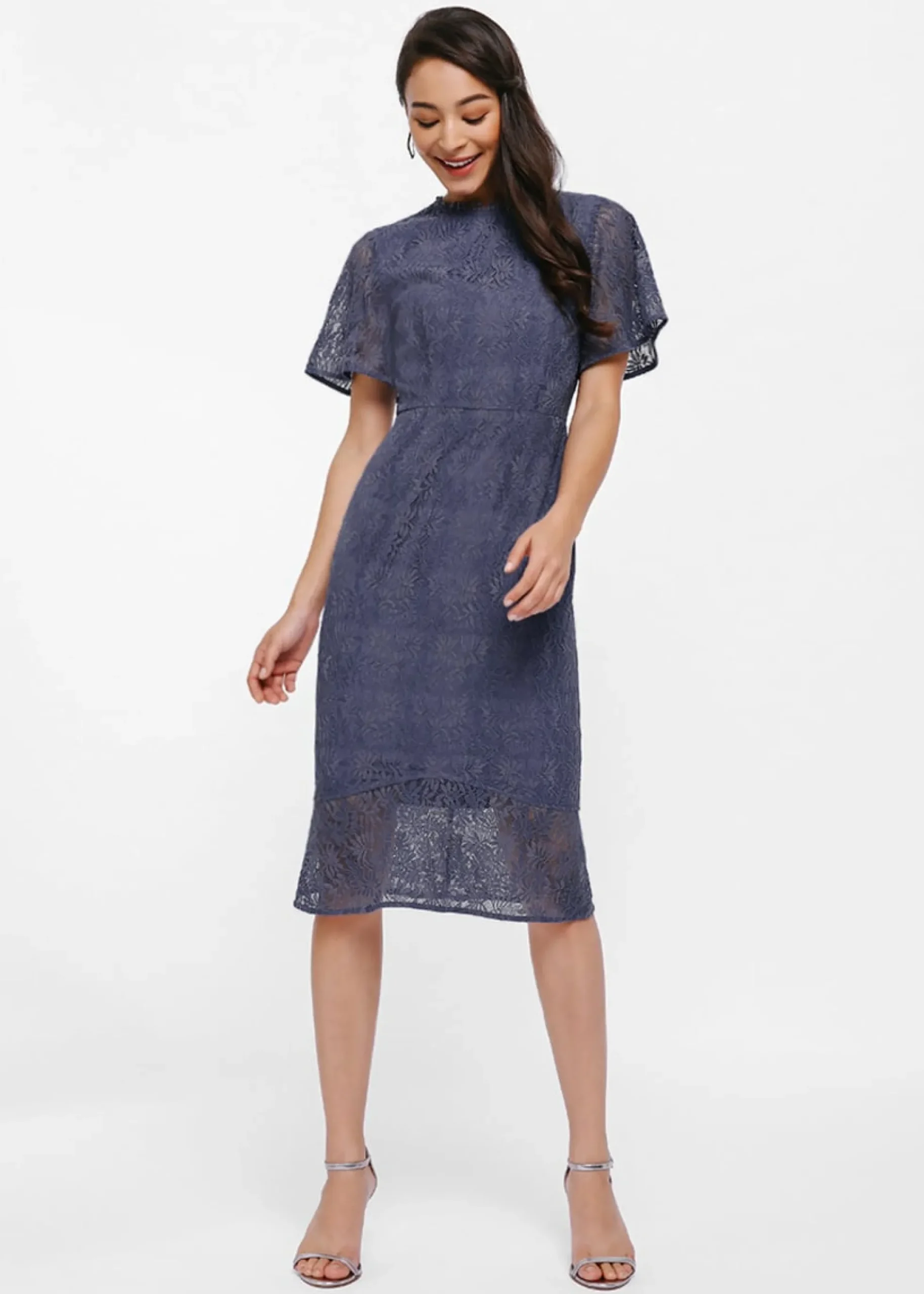 Marlette Lace Panel Midi Dress