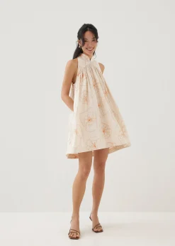 Martina Embroidered Mandarin Collar Mini Dress in Rekindled Blooms