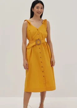 Matilde Tie Shoulder Trapeze Midi Dress