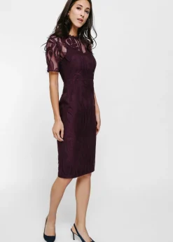 Maudine Lace Overlay Midi Dress