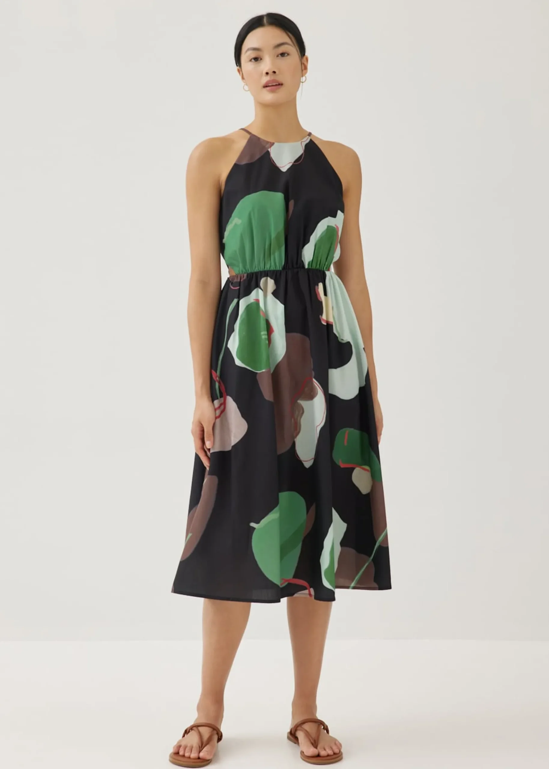 Maurice Cut Out Midi Dress in Artful Blooms