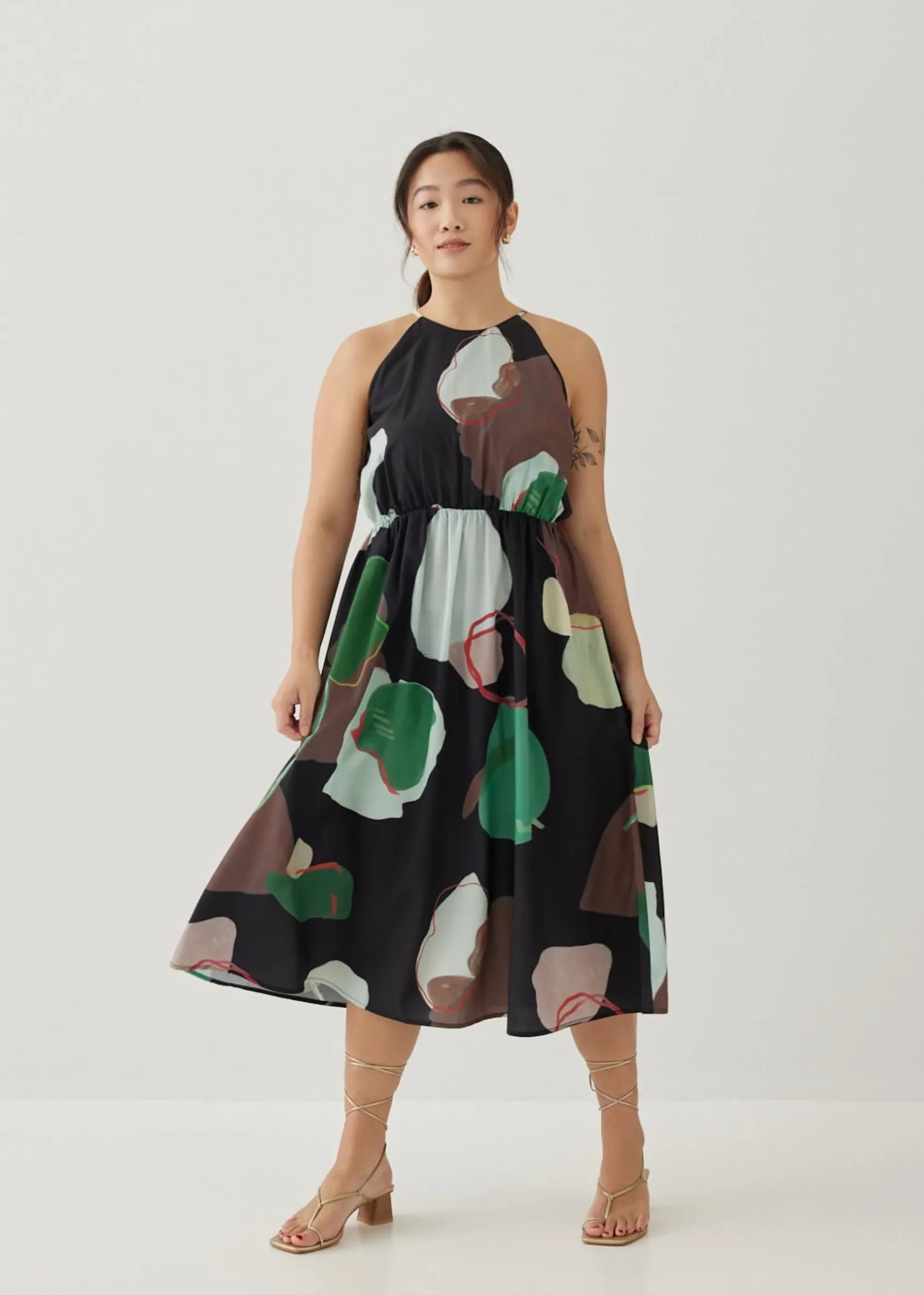 Maurice Cut Out Midi Dress in Artful Blooms