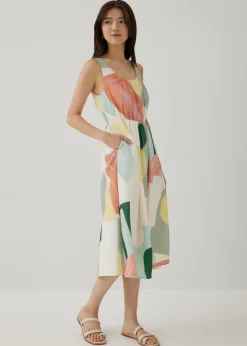 Mazee Ruched Flare Dress in Terra Blocks