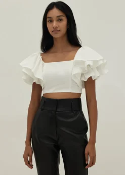 Mckenzie Ruffle Sleeve Bustier Crop Top