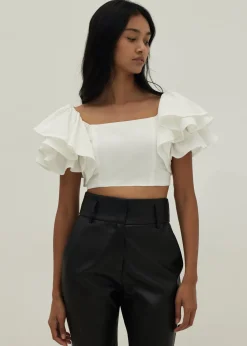 Mckenzie Ruffle Sleeve Bustier Crop Top