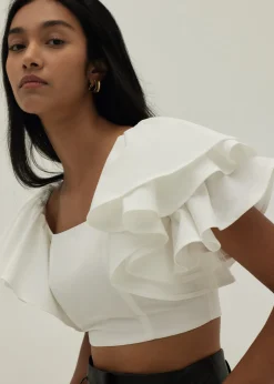 Mckenzie Ruffle Sleeve Bustier Crop Top