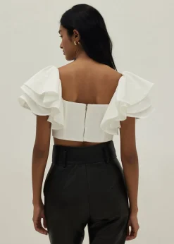 Mckenzie Ruffle Sleeve Bustier Crop Top