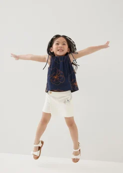 Mei Embroidered Babydoll Camisole Top in Rekindled Blooms