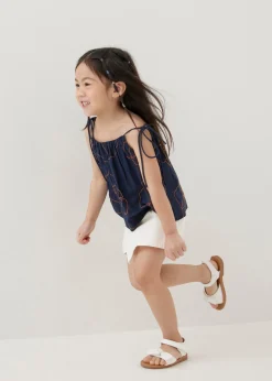 Mei Embroidered Babydoll Camisole Top in Rekindled Blooms