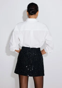 Meiyan Sequin Tweed A-line Mini Skirt