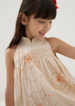 Melati Embroidered Babydoll Mini Dress in Rekindled Blooms