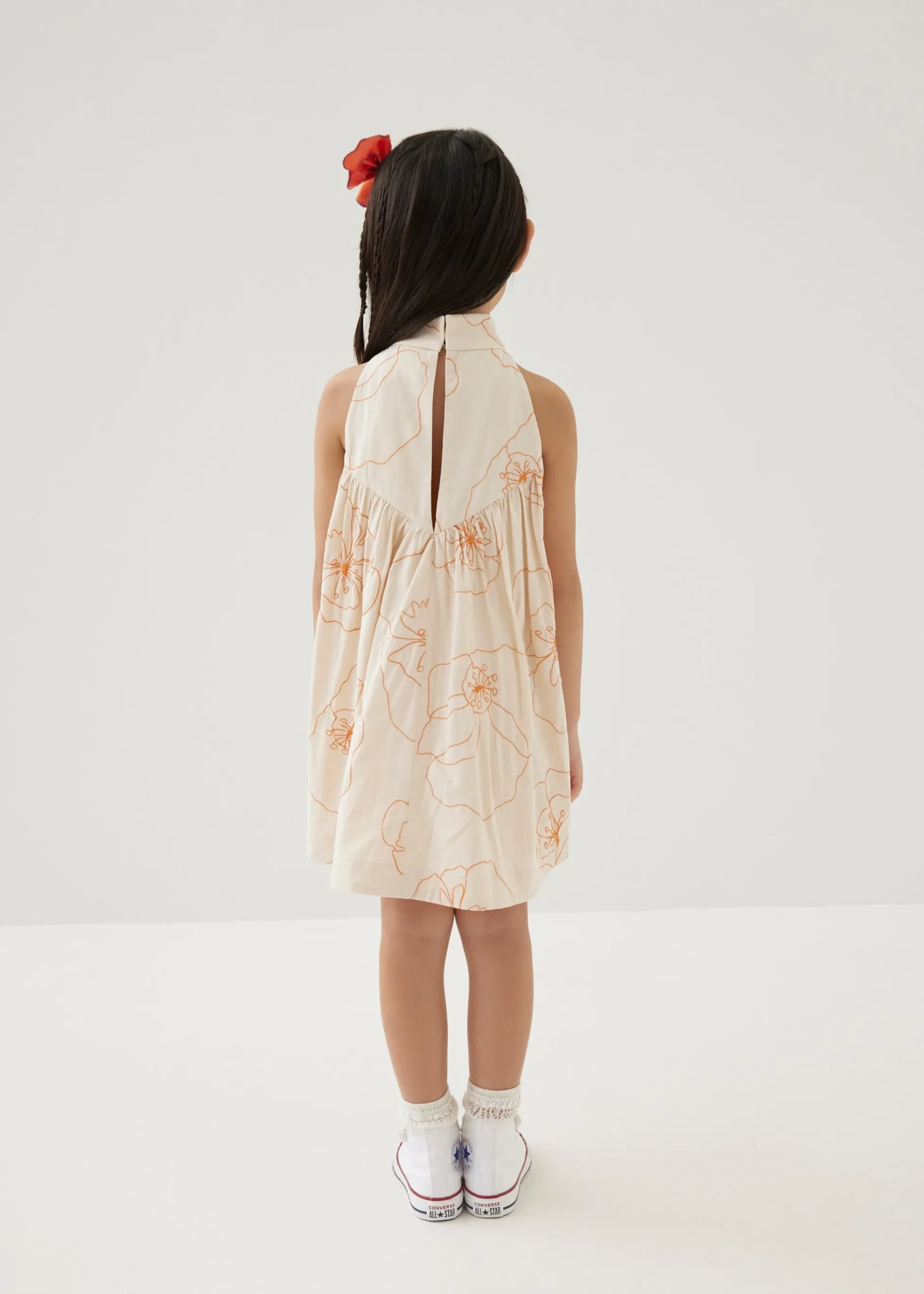 Melati Embroidered Babydoll Mini Dress in Rekindled Blooms