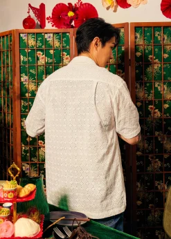 Men's Broderie Relaxed Collared Shirt