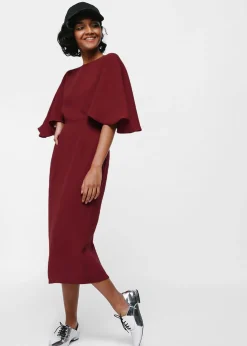 Merenia Cape Sleeve Midi Dress