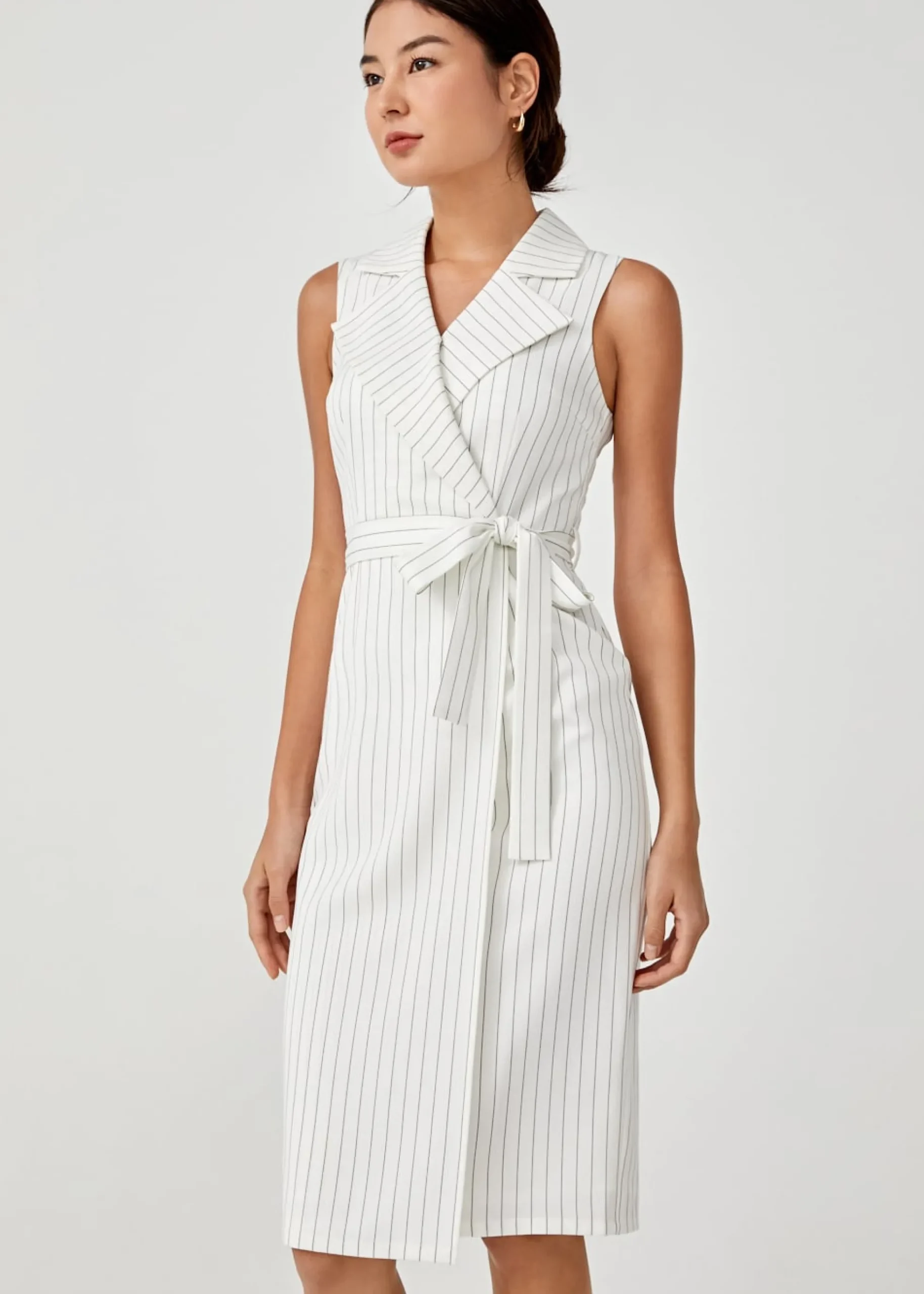 Merida Pinstripe Tailored Midi Dress